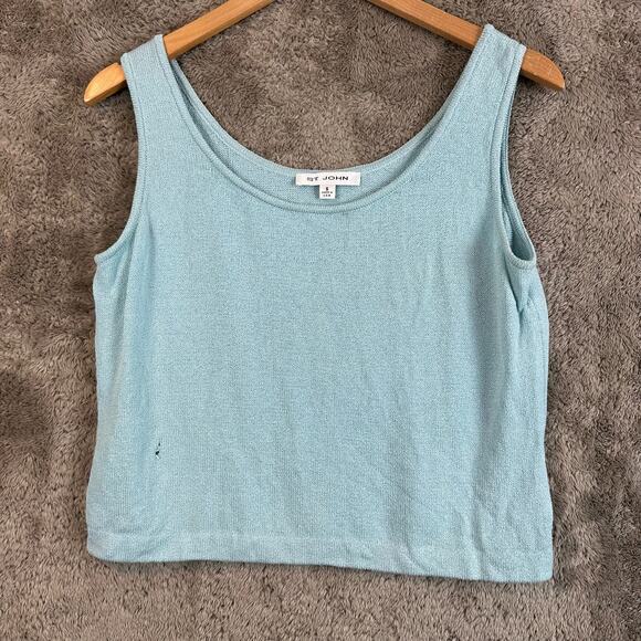 St. John Santana Knit Shell Top Blue Sleeveless Sweater Tank S Small READ - Picture 1 of 10